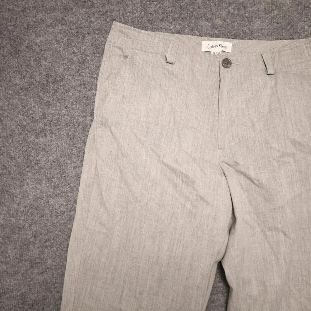 Calvin Klein Dress Pants Mens 32x30 Gray Wool Blend Stretch Flat Front Office